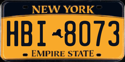 NY license plate HBI8073