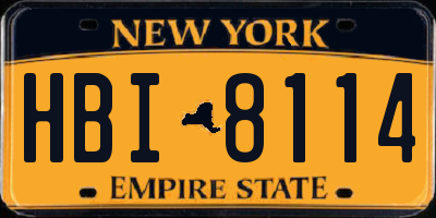 NY license plate HBI8114