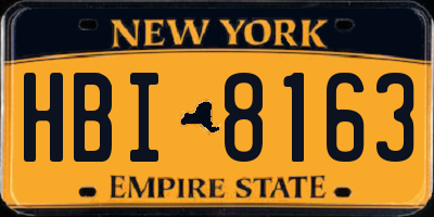 NY license plate HBI8163