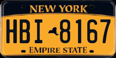 NY license plate HBI8167