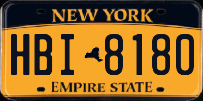 NY license plate HBI8180