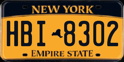 NY license plate HBI8302