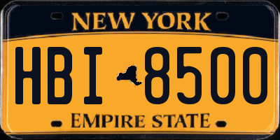 NY license plate HBI8500