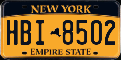 NY license plate HBI8502