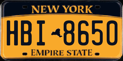 NY license plate HBI8650