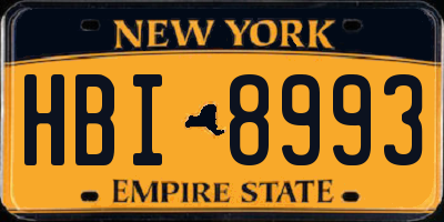 NY license plate HBI8993