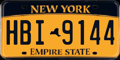 NY license plate HBI9144