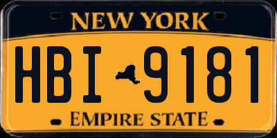 NY license plate HBI9181