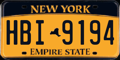 NY license plate HBI9194