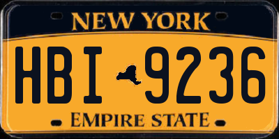 NY license plate HBI9236