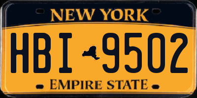 NY license plate HBI9502