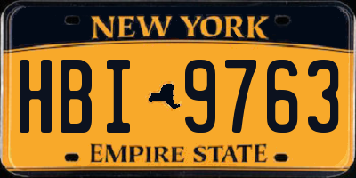 NY license plate HBI9763