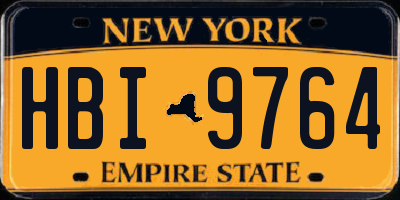 NY license plate HBI9764