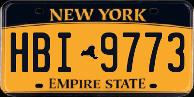 NY license plate HBI9773