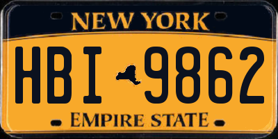 NY license plate HBI9862