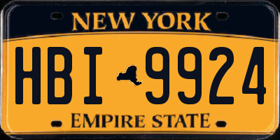 NY license plate HBI9924