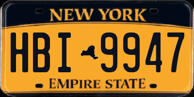 NY license plate HBI9947