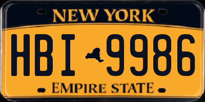 NY license plate HBI9986