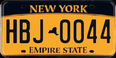 NY license plate HBJ0044