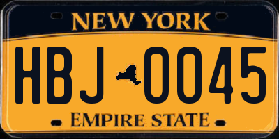 NY license plate HBJ0045