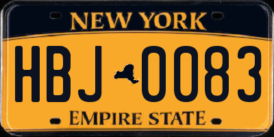 NY license plate HBJ0083