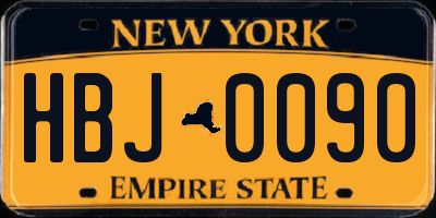 NY license plate HBJ0090