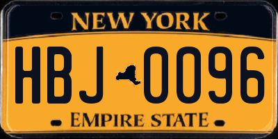 NY license plate HBJ0096
