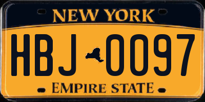 NY license plate HBJ0097