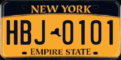 NY license plate HBJ0101