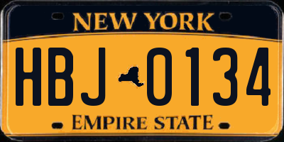 NY license plate HBJ0134