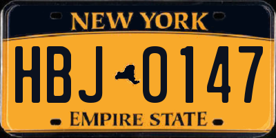 NY license plate HBJ0147
