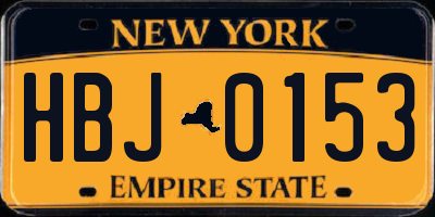 NY license plate HBJ0153