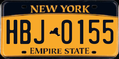 NY license plate HBJ0155