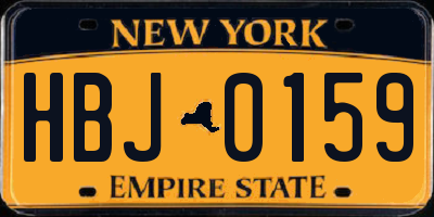NY license plate HBJ0159