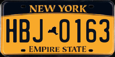 NY license plate HBJ0163