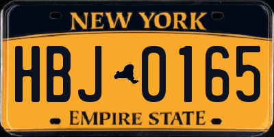NY license plate HBJ0165