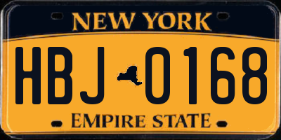NY license plate HBJ0168