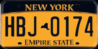 NY license plate HBJ0174