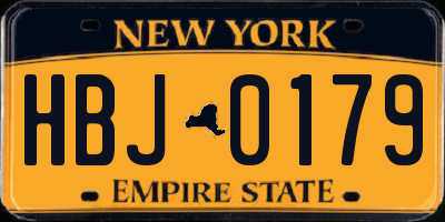 NY license plate HBJ0179