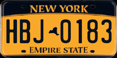 NY license plate HBJ0183