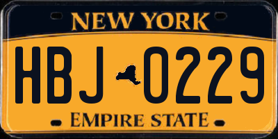 NY license plate HBJ0229