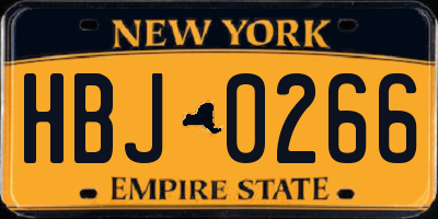 NY license plate HBJ0266