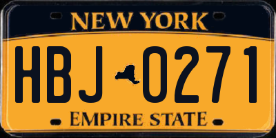 NY license plate HBJ0271