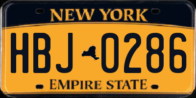 NY license plate HBJ0286