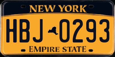 NY license plate HBJ0293