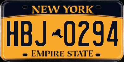 NY license plate HBJ0294