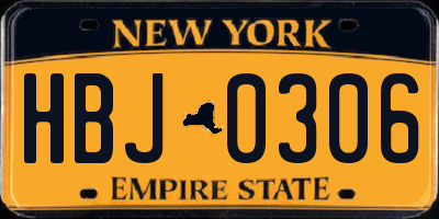NY license plate HBJ0306