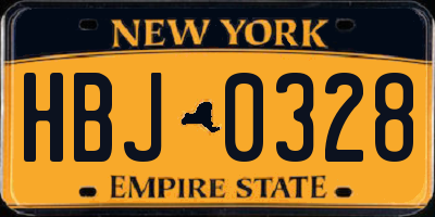 NY license plate HBJ0328