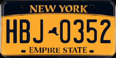 NY license plate HBJ0352