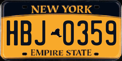 NY license plate HBJ0359